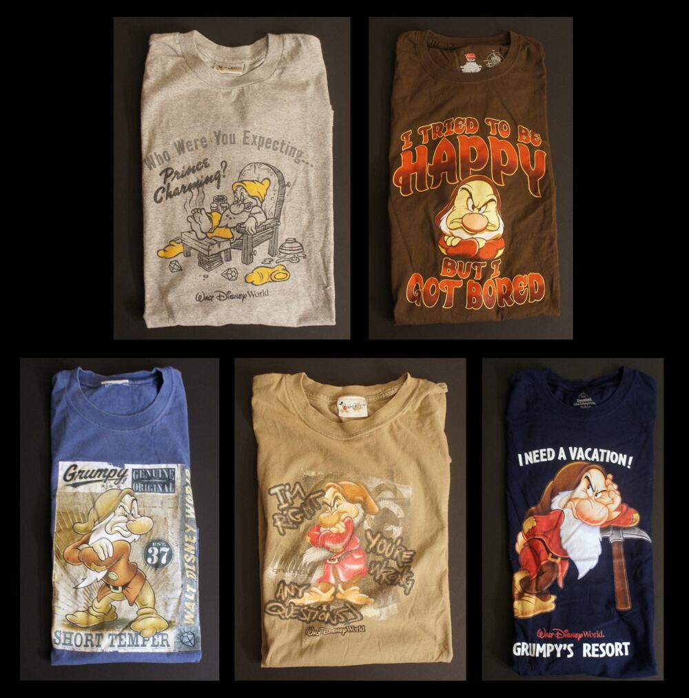 Lot of 5 Men's Vintage Grumpy T-Shirts from Walt Disney World (Snow White) Sz XL